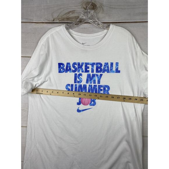 The Nike Tee Womens XL White BASKETBALL IS MY SUMMER JOB Shirt Short Slv Dri Fit - Picture 7 of 8